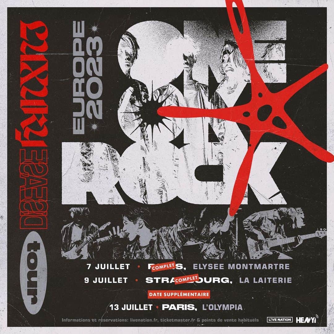 Taka のインスタグラム：「All our fans in France get excited! Adding a second show in Paris on July 13 at L'Olympia!  More details here:  www.oneokrock.com/en/tour/ #ONEOKROCK #LuxuryDisease #tour」