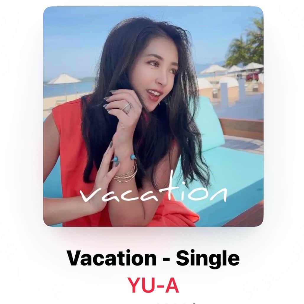 のインスタグラム：「New!!!!!!  たった今「Vacation」 配信スタートしましたー👏🏿👏🏿👏🏿✨  ストーリーズにみんなへの質問をUPするから 下の飛行機マークをタップ、 そのあと「シェア」を押して、 みんな是非そのストーリーに答えを書いてね！  #YUA_Vacation   ↑ このハッシュタグも忘れずに！！  書いてUPくれた方の中から抽選で 「あなたのお名前を呼ぶメッセージ動画」を30名様にプレゼント!   このキャンペーンにみんな参加してね😊  詳しくはHPを見てみてね👍🏿  #YUA #Vacation #new #release」