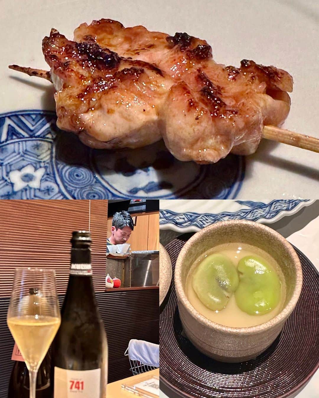 秋山具義さんのインスタグラム写真 - (秋山具義Instagram)「5月の『七鳥目』も最高すぎ！ 焼鳥も料理も全てが美味しすぎ！ ⁡ 誕生日から20日過ぎていますが、川名直樹大将、お祝いシャンパンありがとうございました！ 柴田貴章さん、お祝いワインありがとうございました！ 前田祐二くん、何回も祝ってくれてありがとう！  #南青山七鳥目 #七鳥目 #具義焼鳥2023 #具義ラーメン2023 #具義南青山2023 #具義広尾2023」5月24日 2時36分 - gugitter
