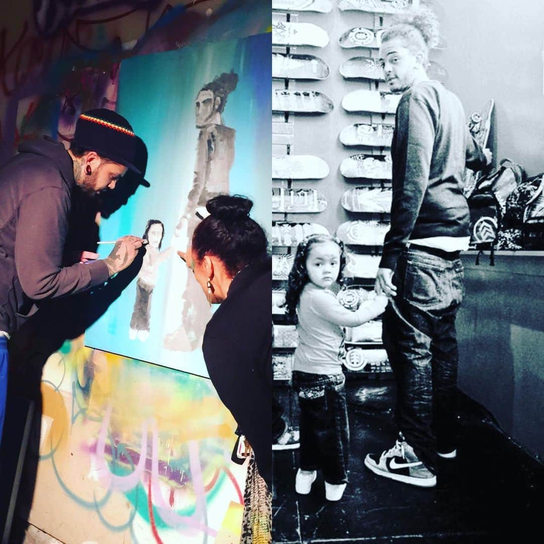 トラビ・マッコイのインスタグラム：「Nothing more fulfilling than painting the family…. Love you Mar Mar!!!! My man @garyventuraphoto took that picture like 17 years ago!!!」