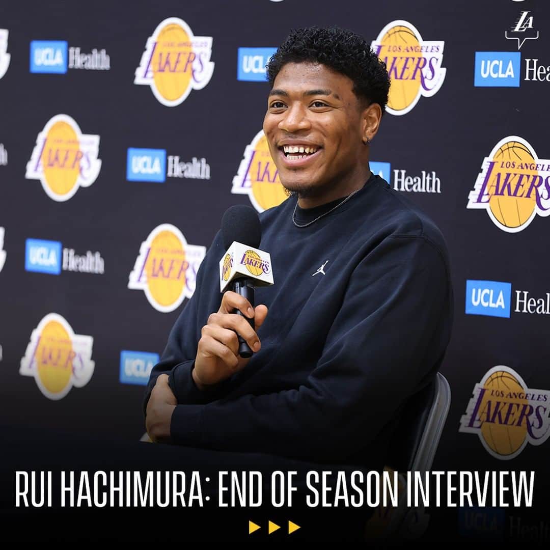 Los Angeles Lakersさんのインスタグラム写真 - (Los Angeles LakersInstagram)「"One of the best moments ... I learned a lot of things from LeBron, AD, the coaches."  Rui Hachimura: End of Season Interview」5月24日 6時27分 - lakers