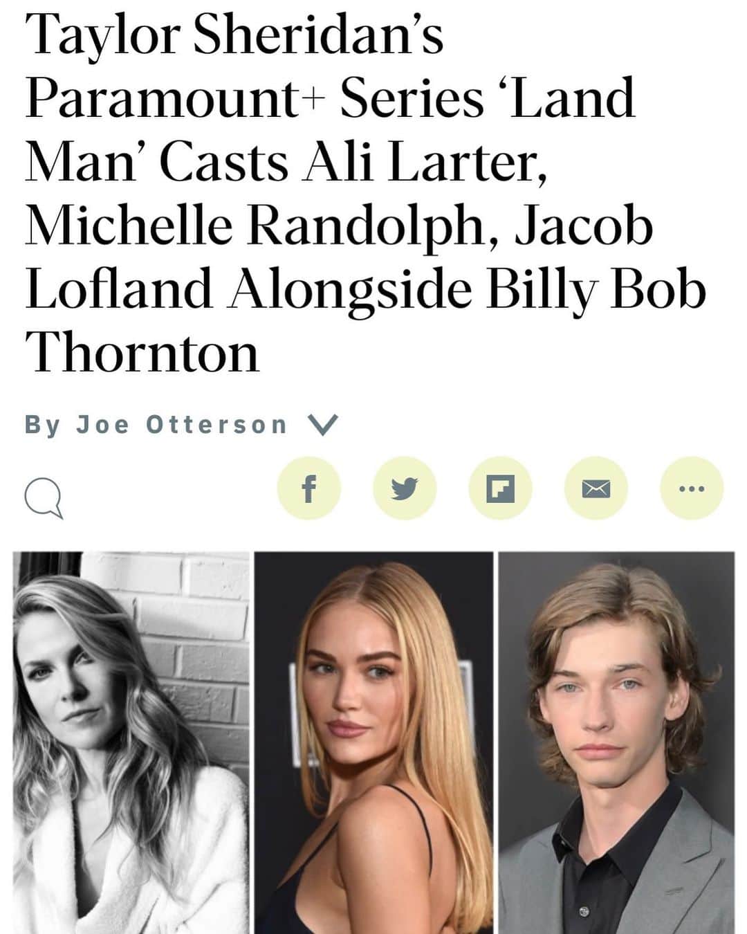 アリ・ラーターのインスタグラム：「💥💥💥Here we go!!!!!💥💥💥I am beyond excited to get in the ring with these talented actors and honored to be working with Taylor on this incredible show! Landman is set in the proverbial boomtowns of West Texas and is a modern day tale of fortune seeking in the world of oil rigs. The series is an upstairs/downstairs story of roughnecks and wildcat billionaires fueling a boom so big, it’s reshaping our climate, our economy and our geopolitics. It is based on the podcast “Boomtown.” @variety」