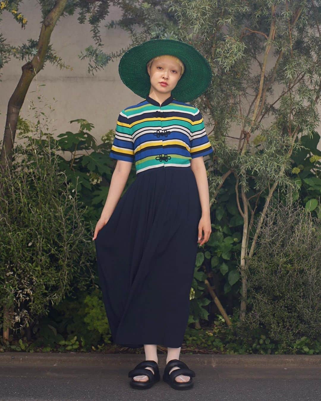 PUNK CAKEさんのインスタグラム写真 - (PUNK CAKEInstagram)「⭐️NEW ARRIVAL⭐️ ☑︎ S/S border china button long dress navy【SOLD】  Now on sale ➡︎ ONLINE STORE   PUNK CAKE POP-UP 5/27(土)〜6/2(金)  学大高架下Market出店　 6/3(土).4(日)  model / @momooka_koyoi」5月24日 20時39分 - punk_cake