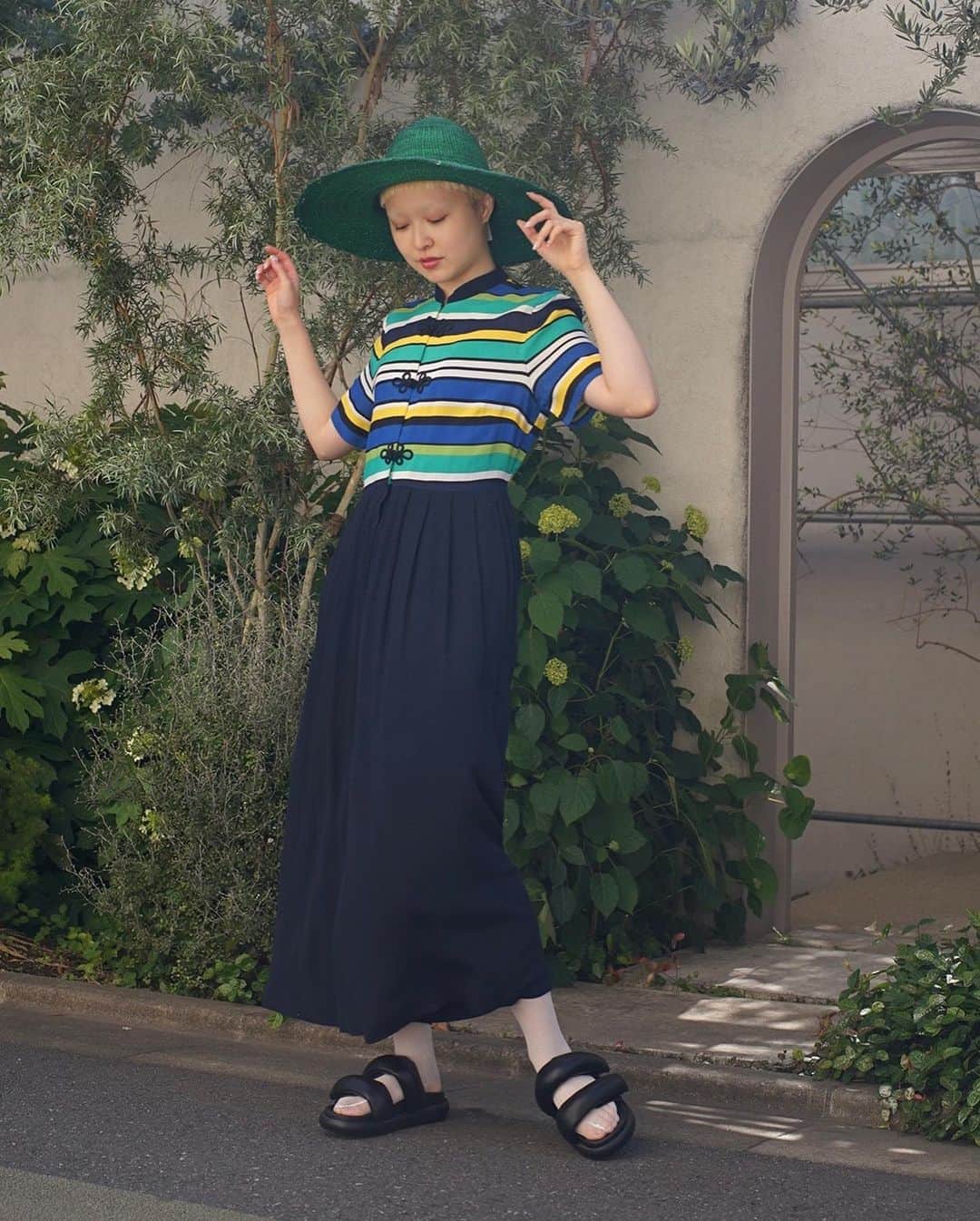 PUNK CAKEさんのインスタグラム写真 - (PUNK CAKEInstagram)「⭐️NEW ARRIVAL⭐️ ☑︎ S/S border china button long dress navy【SOLD】  Now on sale ➡︎ ONLINE STORE   PUNK CAKE POP-UP 5/27(土)〜6/2(金)  学大高架下Market出店　 6/3(土).4(日)  model / @momooka_koyoi」5月24日 20時39分 - punk_cake