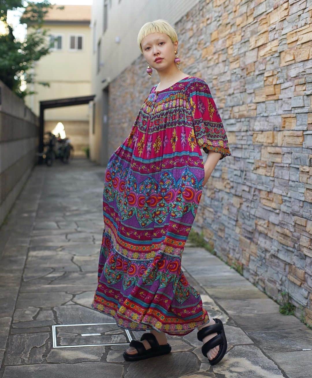 PUNK CAKEさんのインスタグラム写真 - (PUNK CAKEInstagram)「⭐️NEW ARRIVAL⭐️ ☑︎ S/S pink ethnic dress【SOLD】  Now on sale ➡︎ ONLINE STORE   PUNK CAKE POP-UP 5/27(土)〜6/2(金)  学大高架下Market出店　 6/3(土).4(日)  model / @momooka_koyoi」5月24日 20時45分 - punk_cake