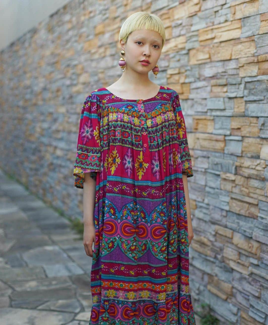 PUNK CAKEさんのインスタグラム写真 - (PUNK CAKEInstagram)「⭐️NEW ARRIVAL⭐️ ☑︎ S/S pink ethnic dress【SOLD】  Now on sale ➡︎ ONLINE STORE   PUNK CAKE POP-UP 5/27(土)〜6/2(金)  学大高架下Market出店　 6/3(土).4(日)  model / @momooka_koyoi」5月24日 20時45分 - punk_cake