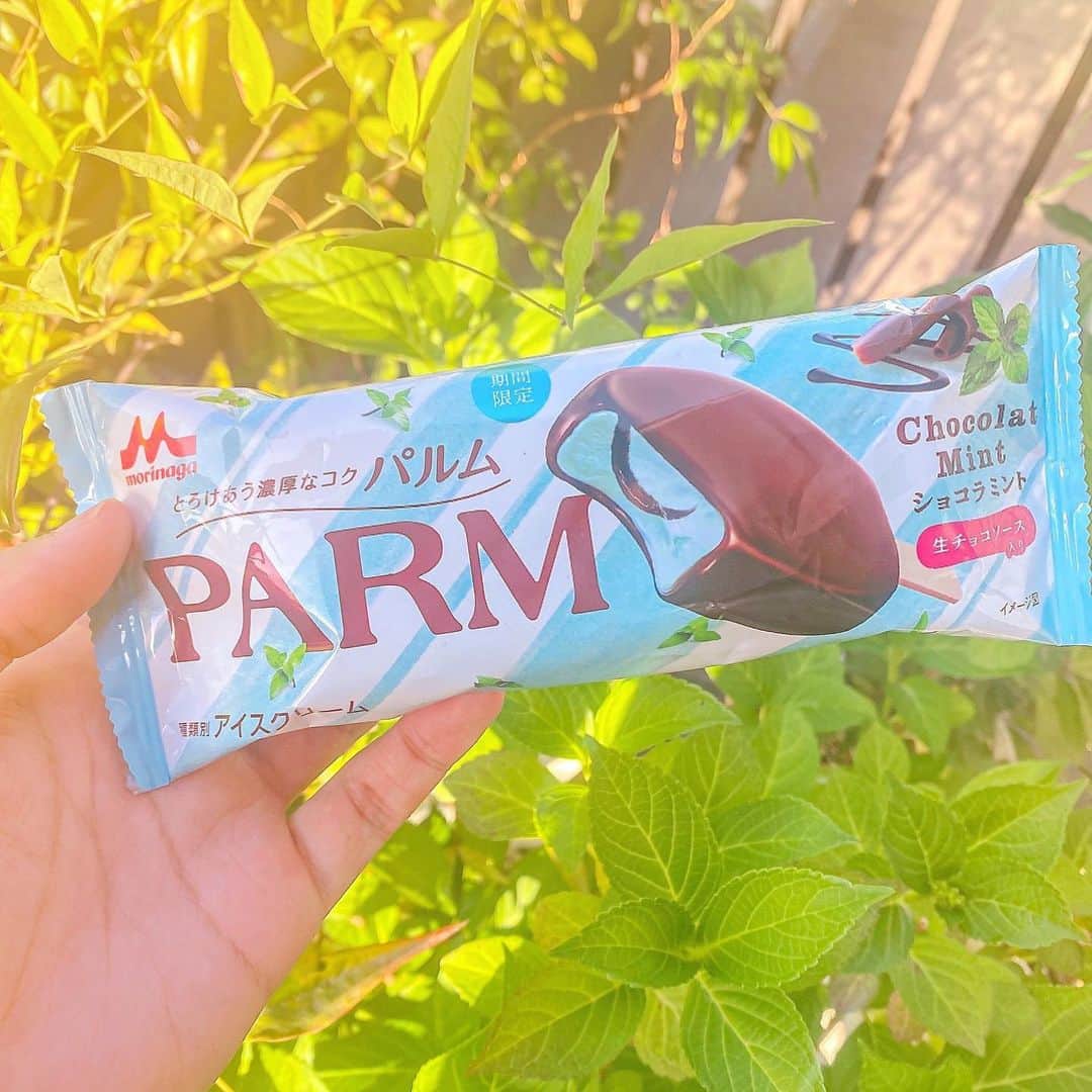 江崎びす子さんのインスタグラム写真 - (江崎びす子Instagram)「チョコミントの季節ですね うれし🍫🌱🩵  #パルム #アイス #parm」5月24日 17時33分 - bisukoezaki