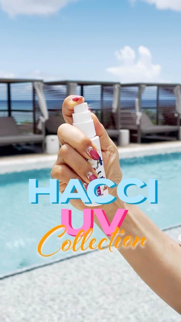 のインスタグラム：「𝐇𝐀𝐂𝐂𝐈 𝐔𝐕 𝐂𝐎𝐋𝐋𝐄𝐂𝐓𝐈𝐎𝐍☀️  ついに、楽しい夏がきます！HACCI UVコレクションでノンストレスなUVケアをしてくださいませ🐝  ベストセラーの【日焼け止めミスト】で、顔も髪の毛も気軽に日焼け対策✔︎本物のダイアモンド&パールの入った【セラムインUVボディクリーム】でボディのUV対策とキラキラなお肌を同時に叶えてください✨  太陽の下でも、思いっきり遊びましょう💛  #hacci #honeycosmetics #はちみつ #はちみつコスメ #紫外線対策 #紫外線ケア #uvケア #uvカット #uv対策 #限定コスメ #美肌ケア#美白ケア #限定コスメ2023 #はちみつ肌作り #日焼け止め #日焼け止めクリーム #限定発売 #新発売 #新作コスメ2023 #新作コスメ #蜂蜜 #ハチミツ #UVミスト」