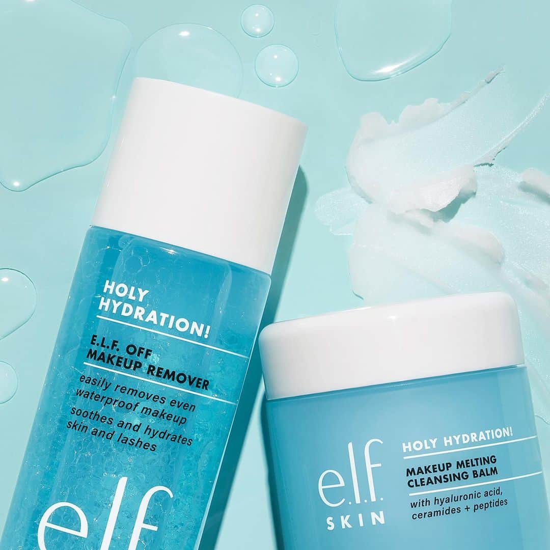 e.l.f.さんのインスタグラム写真 - (e.l.f.Instagram)「The makeup removing ICONS 🙌 What the e.l.f. is the difference between our makeup removers?! We're here to help! 👇  💧NEW Holy Hydration! e.l.f. Off Makeup Remover has a bi-phase formula with an oil phase to melt makeup and a water phase to cleanse skin. Shake up the bottle, soak a cotton pad then swipe to remove waterproof and heavy makeup ($7).  💧Holy Hydration! Makeup Melting Cleansing Balm is a balm-to-oil cleanser that removes every day makeup. Massage a dime-sized amount onto dry skin, watch makeup melt away then rinse ($11).   Both cleansers feature skin-loving ingredients to hydrate skin while removing makeup 💙  Head to our #linkinbio to shop! ✨ #elfskin #eyeslipsface #elfingamazing #crueltyfree #vegan」5月25日 4時51分 - elfcosmetics