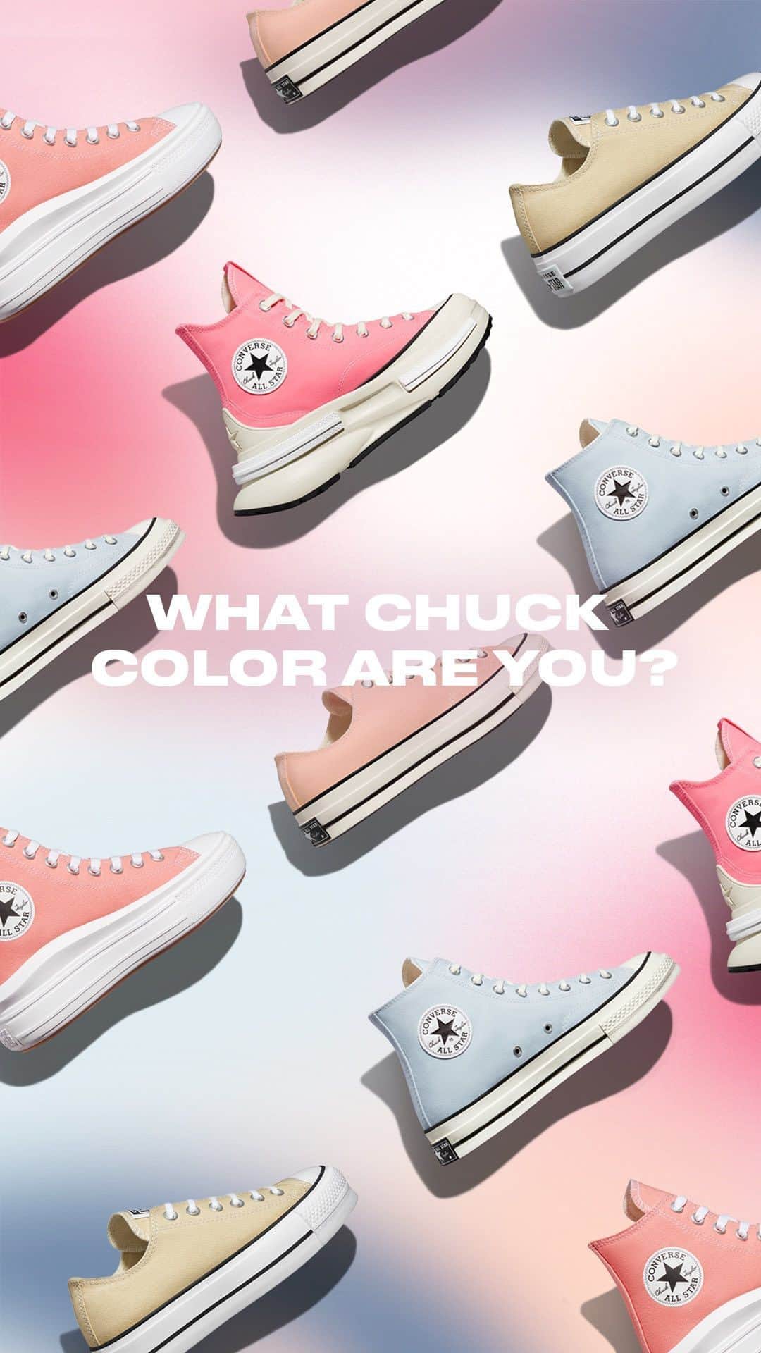 converseのインスタグラム：「This just in: new summer Chuck colors have arrived 🌅   Tag a friend below who matches one of these vibes, but don’t tell ‘em which one ⬇️ #CreateNext」