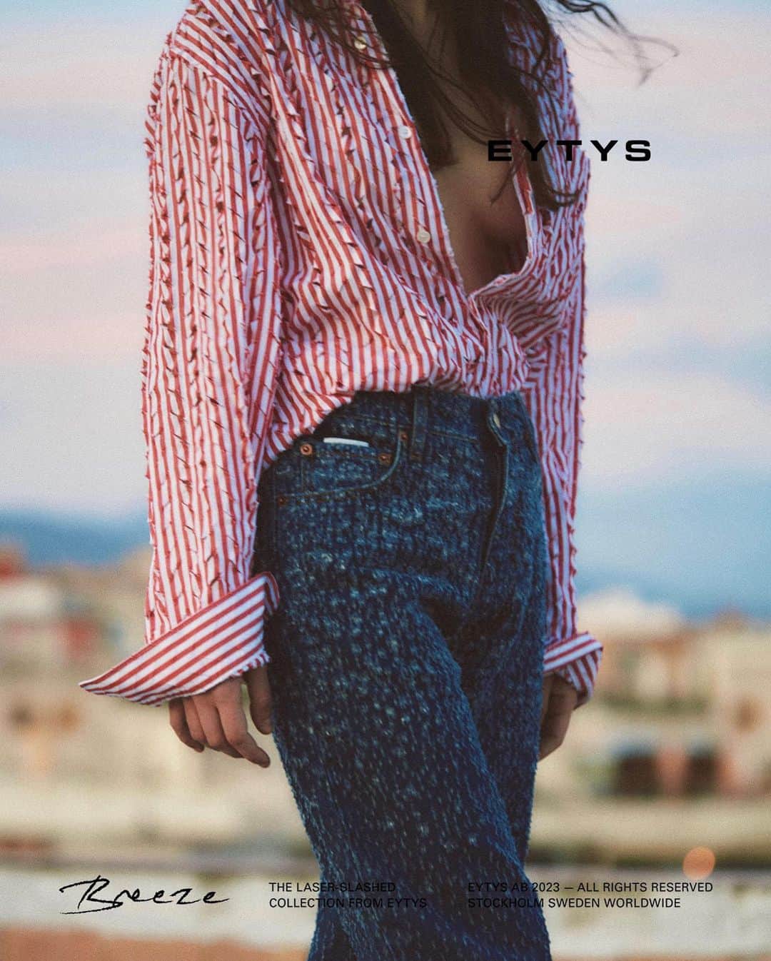 エイティーズのインスタグラム：「A breezy line of laser-slashed shirts and jeans, for a breath of fresh air.」