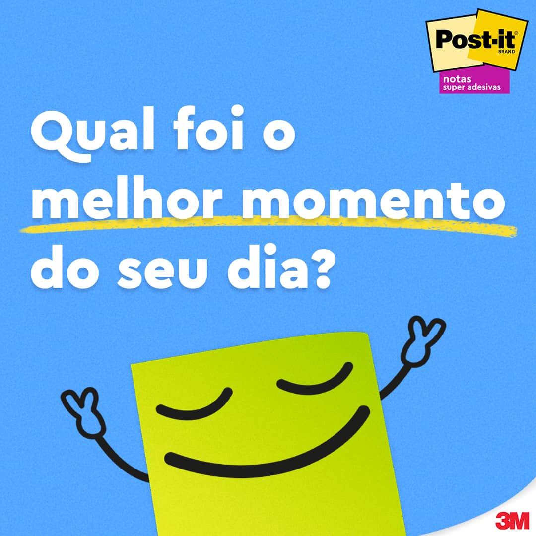 Post-it Brasilのインスタグラム：「Todos os dias tem um momento que vale a pena lembrar, por menor que seja. Escreva o melhor momento do seu dia em uma Nota Post-it. #LiberteSuasIdeias」