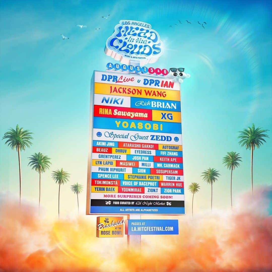 新しい学校のリーダーズのインスタグラム：「8月、ロサンゼルスHITC出演決定🇺🇸🔥  See you at Head In The Clouds LA this August 😎 ⛅ Register now at LA.HITCFESTIVAL.COM to access passes this Thursday, May 25 at 10am PT @hitcfestival @88rising」