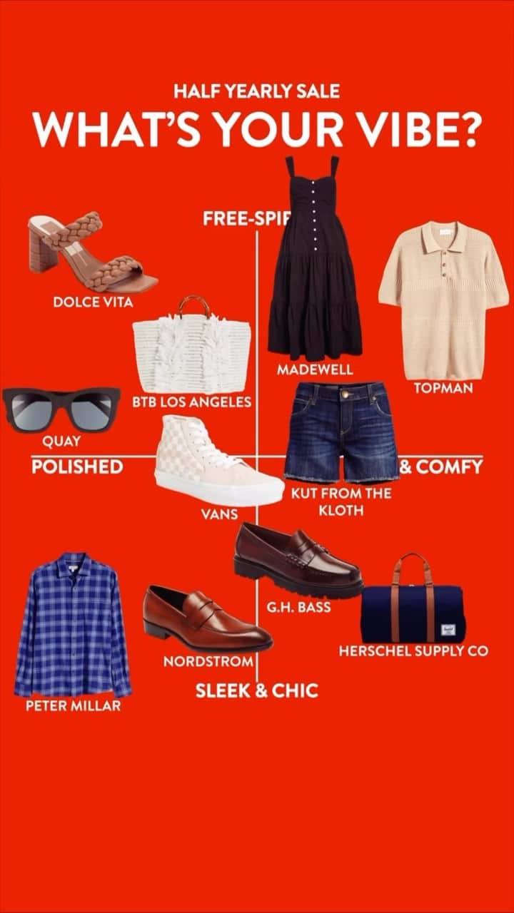Nordstromのインスタグラム：「Hello, Half-Yearly Sale! 🎉 Save up to 60% on best-selling brands like Vince, Madewell, Dolce Vita, Topman, Vans and more. Hurry to the link in bio to grab all the hottest deals.」