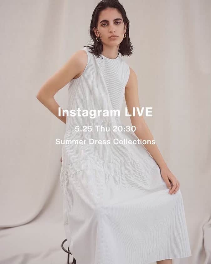 亀恭子のインスタグラム：「@theory_luxe_official  Instagram Live📢 5.25（Thu）20:30〜  新作summer dressの着こなしをご紹介します。 もう夏になりますね。 夏のワンピース好き♡  是非ご覧ください☺︎  #theoryluxe #instagramlive #newitem #summerdress #☺︎」