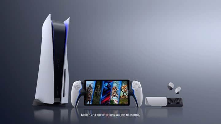 PlayStationのインスタグラム：「Take a sneak peek at new accessories revealed at today’s Showcase — the Project Q device for playing games installed on your PS5 and streamed over WiFi, plus our first official wireless earbuds offering lossless audio on PS5 and PC.  More details to come in the months ahead.」