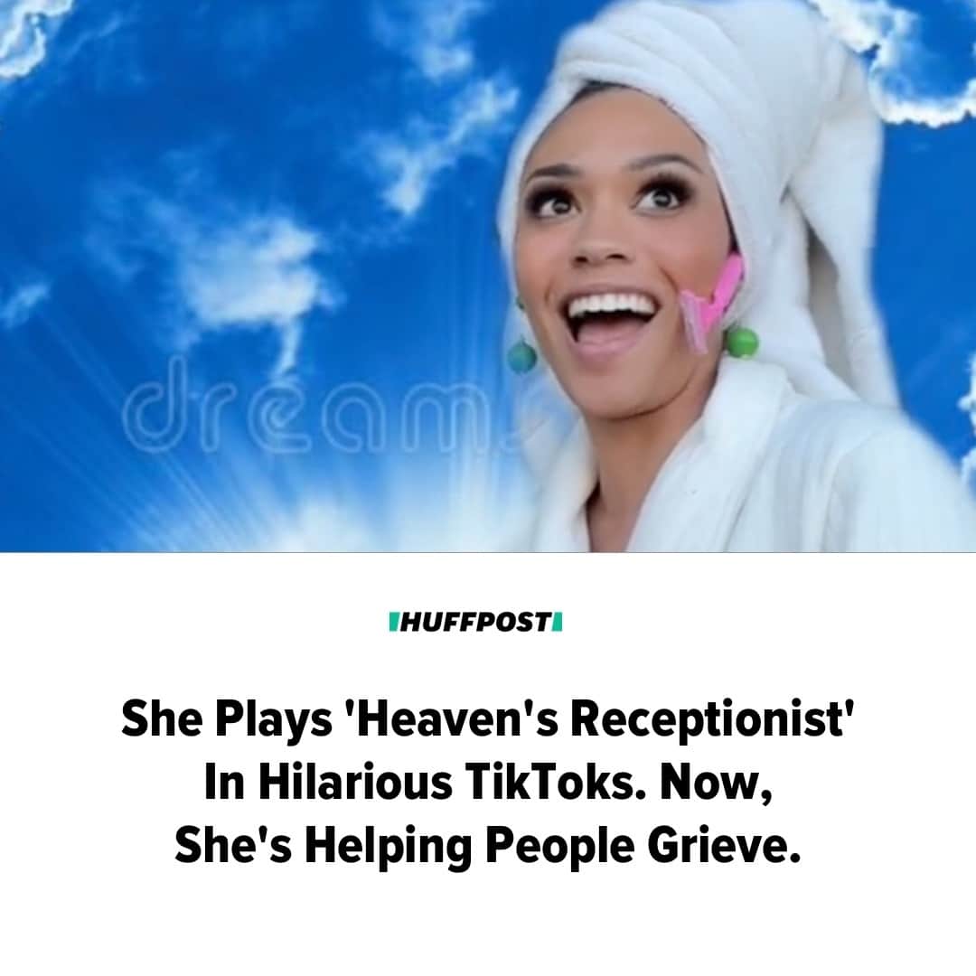 Huffington Postのインスタグラム：「Taryn Delanie Smith, aka 2022’s Miss New York, said she was taking a shower one day when a ridiculous thought popped into her head.⁠ ⁠ “Why are ghosts always in a nightgown?” Smith recalled to HuffPost over the phone. “Why are they always in a top hat or the outfit they died in? And then I was like, ‘Do you get to choose your ghost outfit? Are you stuck in that outfit?’ And then I started thinking, ‘If you die in a chicken suit, are you stuck in a chicken suit?’ And I was just giggling to myself in the shower, like, why is my brain like this?”⁠ ⁠ Smith was so tickled by the idea that she decided to play around with it on TikTok after she got out of the shower.⁠ ⁠ The TikTok video was an instant hit. But Smith — who originally started her TikTok account as an escape from a former office job she “f-ing hated” — said she was surprised that so many people “were so interested in the receptionist character.”⁠ ⁠ “I didn’t think that was who they were going to latch on to,” Smith admitted. But she decided to roll with it and began thinking, “What would her day be like?”⁠ ⁠ And thus Smith’s no-nonsense, gum-smacking and keyboard-clacking receptionist soon got a name: Denise.⁠ ⁠ Denise is now equipped with a pink razor as a headset. She loves pocketbooks and big earrings almost as much as she likes rattling her big iced coffees, which she drinks as she complains about not having the time to read Shakespeare’s eight-page emails. She handles all the banal logistics that any office worker would ― but in heaven.⁠ ⁠ Smith’s satirical series began to take a more sincere turn toward the end of March, when she took a request from a follower. “I just saw somebody say, ‘I really wish I could see you greet my mom,’” she explained. “And I thought, ‘Well, yeah, I could do that.’”⁠ ⁠ Since then, Smith has published a few more videos requested by her followers. Each one, like the one at our link in bio, is capable of making a viewer cry in equal parts from their tenderness and hilarity. Read more at our link in bio. // 📷 TARYNTINO21/TIKTOK // 🖊️ @magooing_it」