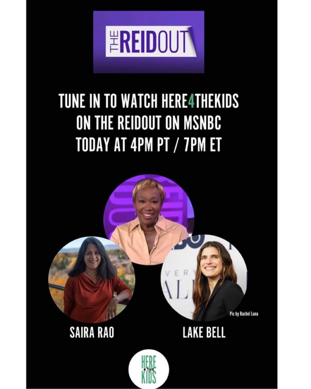 アンナ・パキンのインスタグラム：「My friend @sairarao and @lakebell  are about to be LIVE on @thereidout to discuss @here4thekidsaction !!!! TUNE IN!!!!!   Posted @withregram • @sairarao A year since Uvalde. ❤️  And guns are the number one killer of kids in America.   Join our movement to ban guns and buy them back 👊🏽  Talking all things @here4thekidsaction with @lakebell on @thereidout tonight at 7pm EST 💥」