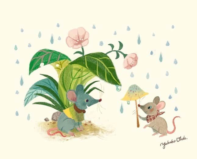 おおで ゆかこのインスタグラム：「どうぞ🍄☔️」