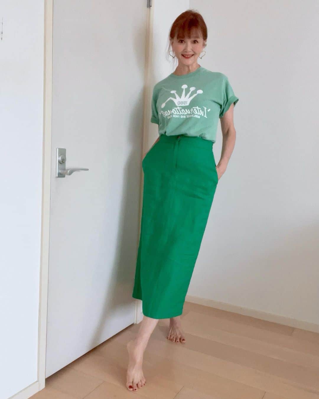 高見恭子さんのインスタグラム写真 - (高見恭子Instagram)「あなたのこころの緑の葉が太陽に愛されますように。  #green #greenskirt  #peppermint  #peppermintgreen  #tshirts#tshirstyle  #tshirtcode  #fashion#fashionphoto #lovefashion  #smile」5月25日 11時02分 - takami_kyoko