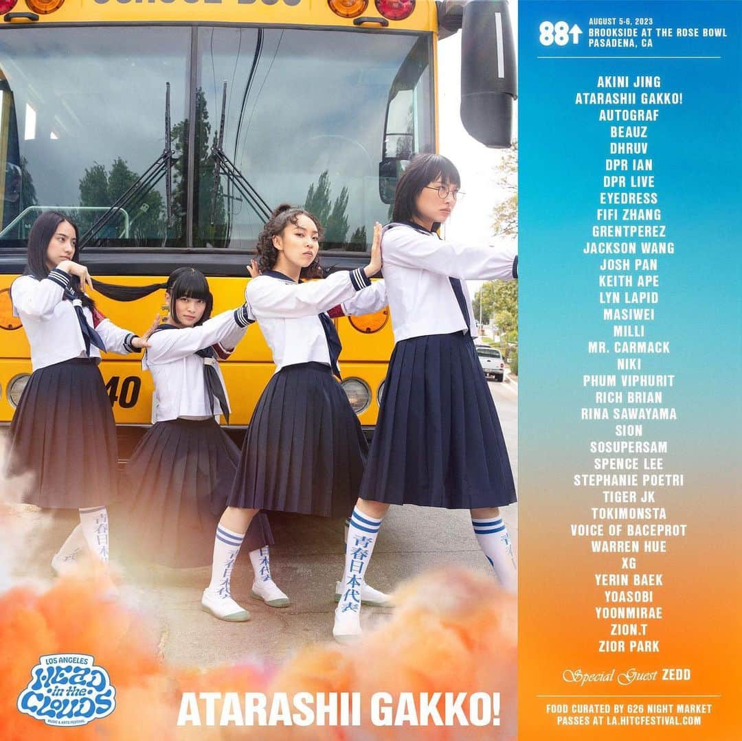 新しい学校のリーダーズのインスタグラム：「SUMMER!!! See you at Head In The Clouds LA this August ⛅🌴🇺🇸🇺🇸 @hitcfestival  Register now at LA.HITCFESTIVAL.COM to access passes this Thursday, May 25 at 10am PT! @88rising」