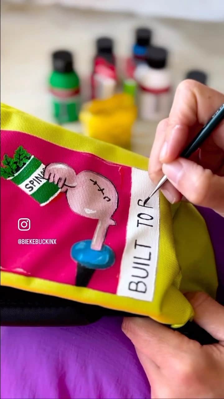 イーストパックのインスタグラム：「Introducing our brand new Day Pak’r, reinterpreted by 4 artists for our Artist Project.   Our icon, the Day Pak’r becomes a blank canvas for artists. Discover the behind the scenes of @biekebuckinx ´s creation.  #builttoresist #theartistproject」