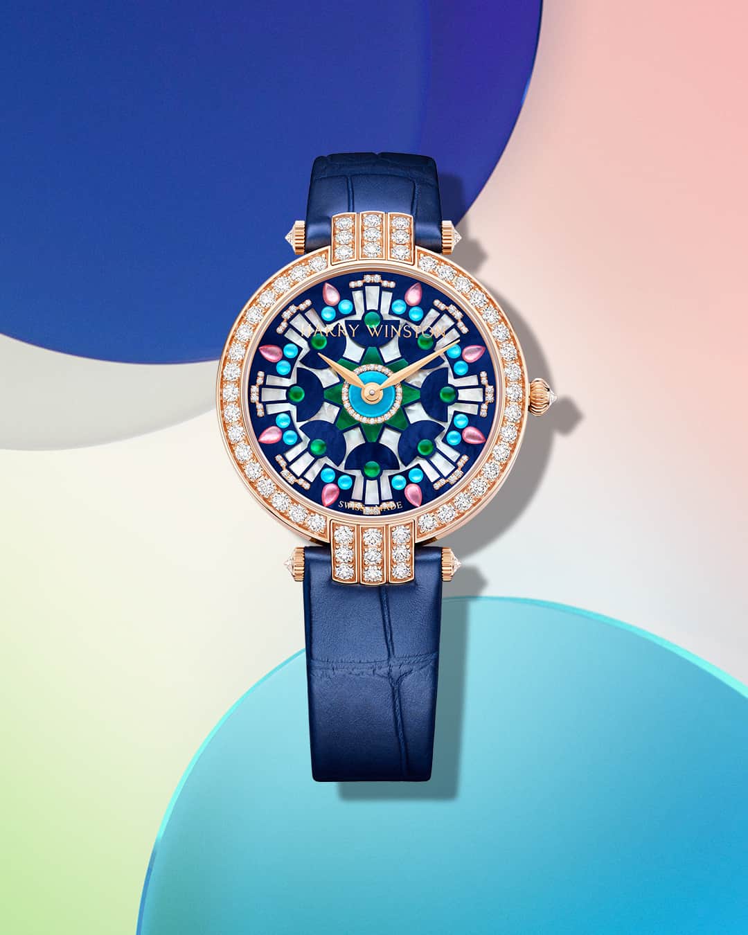 ハリー・ウィンストンのインスタグラム：「A mesmerizing display of geometric perfection, this Harry Winston Premier Kaleidoscope Automatic 36mm Timepiece captures the enchantment and charm of its namesake. Tap the link in bio to enliven the season with this alluring design. #HarryWinston #WinstonKaleidoscope」