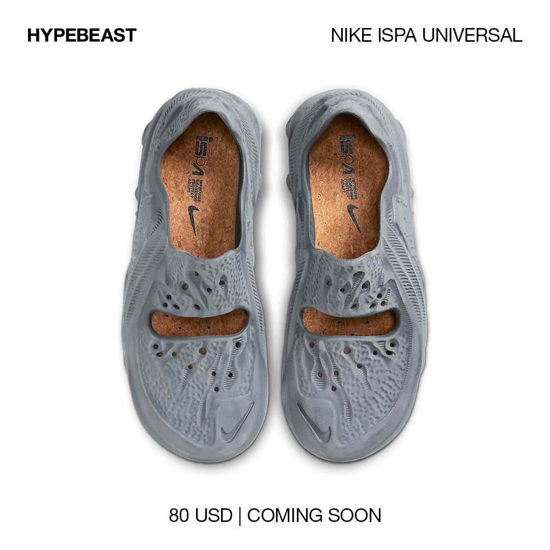 HYPEBEASTさんのインスタグラム写真 - (HYPEBEASTInstagram)「@hypebeastkicks: Slides, clogs, and mules are still very much in trend and @nike is capitalizing on the fact with the latest monochromatic iteration of its ISPA Universal silhouette.⁠ ⁠ The palette for this pair is more or less understated as its entire exterior is covered in a muted gray hue. However, this model's textures give it its personality as it comes chiseled with curvy waves and rocky bumps along the quarter panels as well as all-over bumps. Furthermore, inside the kicks are cork-infused sock liners to provide wearers with a stable foundation.⁠ ⁠ Look for these to launch via Nike and at select retailers in the coming months for $80 USD.⁠ Photo: Nike」5月25日 17時30分 - hypebeast