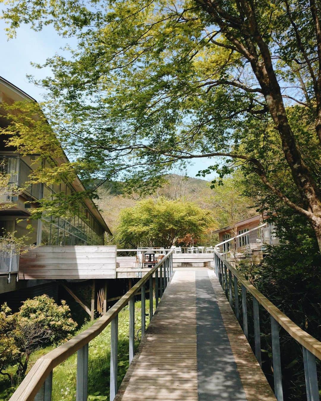 NEST INN HAKONE | 俵石閣のインスタグラム：「. フリーバードテラスにつづく道。  カフェでコーヒーをテイクアウトしたら、 フリーバードテラスへ。 心地よい風と陽の光にあたりながら、 オリジナルコーヒーを堪能できます。  まだ梅雨前の気持ちのいい今だからこそ、 テラスでのんびりと過ごしてみませんか。  #箱根リトリートフォーレ #箱根リトリートföre #箱根リトリートfore #箱根 #箱根ホテル  #hakoneretreatfore #hakoneretreatföre #hakoneretreat #箱根リトリート」