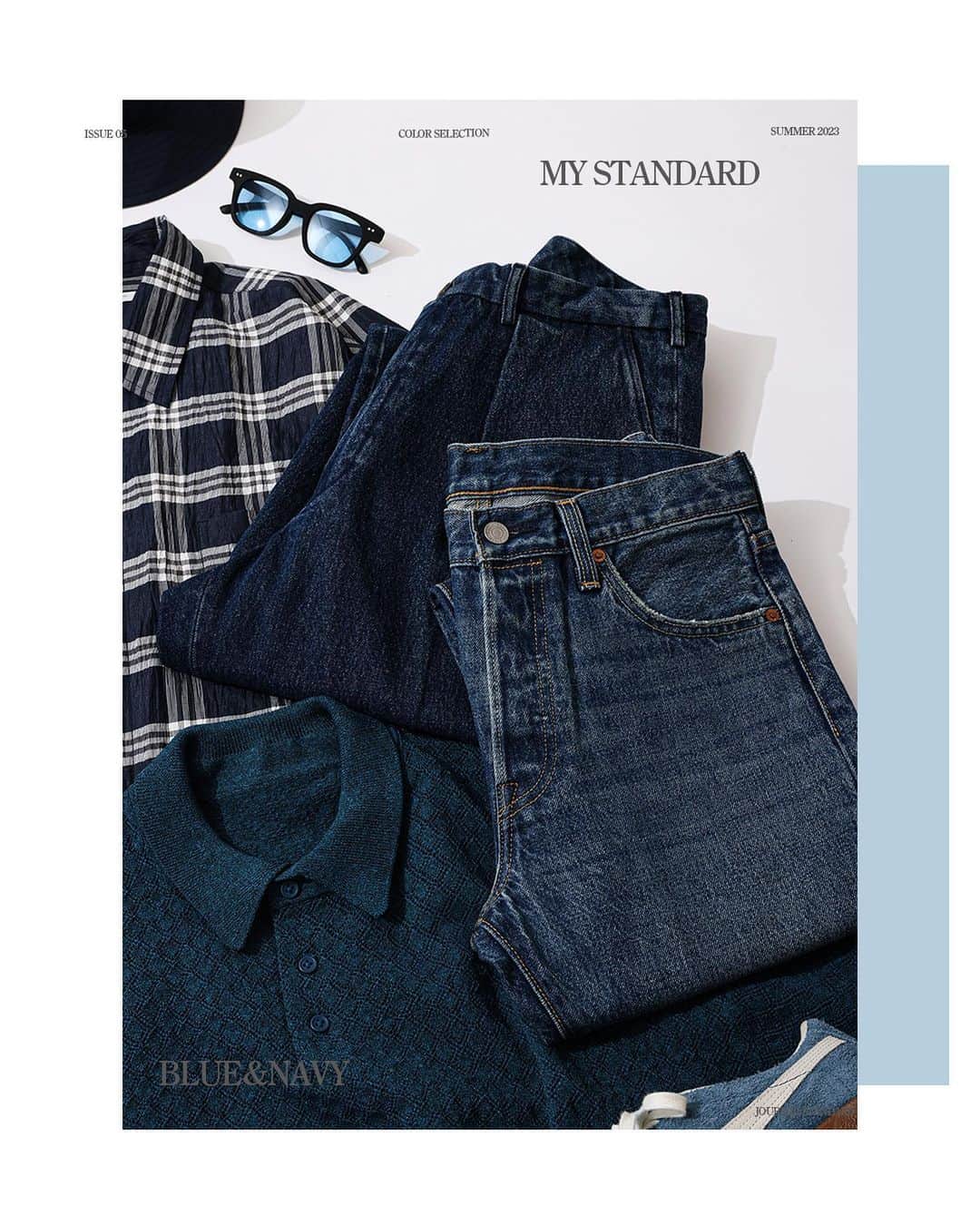 JOURNAL STANDARDさんのインスタグラム写真 - (JOURNAL STANDARDInstagram)「MY STANDARD BLUE＆NAVY ---  夏の暑さを和らげる爽やかなブルー。 発色の良いブルーをコーデに取り入れるのが、夏のスタンダード。  ------------- ■【PUMA 】 Vlado Stenzel Hairy Suede ¥14,300税込 №23093610007710    ■CREPE WASHER バーバーシャツ ¥12,100税込 №23051600564010  ■【EVALET LIGHT/エバレット ライト】ストレッチ S/S バンドカラーシャツ ¥9,900税込 №23051600553010   ■【STANDARD JOURNAL / スタンダード ジャーナル】Open Collar S/S ¥18,700税込 №23051600401010  ■【CHAMPION / チャンピオン】別注 リバースウィーブTシャツ ¥7,150税込 №23071610015510  ■【POP TRADING COMPANY】arch t-shirt ¥9,680税込 №23071610001410  ■《予約》ポリエステル 透かし編みプルオーバーニットポロ ¥9,900税込 №23080600924010  ■《予約》WEB限定【YALE for JOURNAL STANDARD】別注 カレッジTシャツ ¥7,150税込 №23071600900020  ----------- ⁡ #2023SS #journalstandard #baycrews #fashion #journalstandardmens #journalstandardladies #ジャーナルスタンダード #ベイクルーズ」5月25日 21時25分 - journalstandard.jp