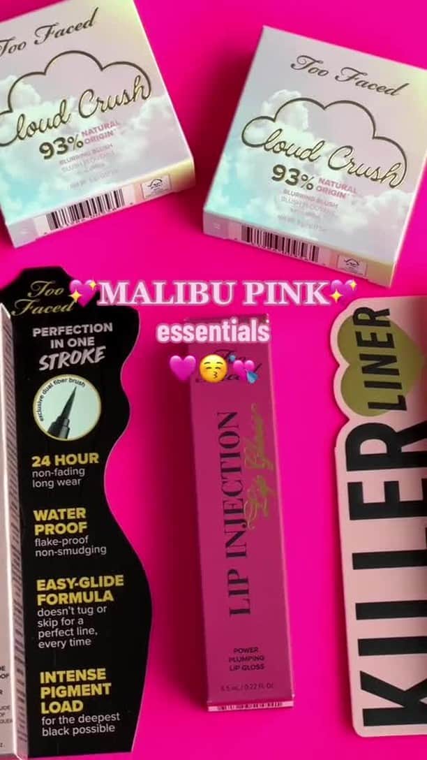 Too Facedのインスタグラム：「Wanna go for ride? 😉 Jump in & catch the trending pink vibes with some of our fave #MalibuPink essentials! 💖😚 #toofaced #pink」