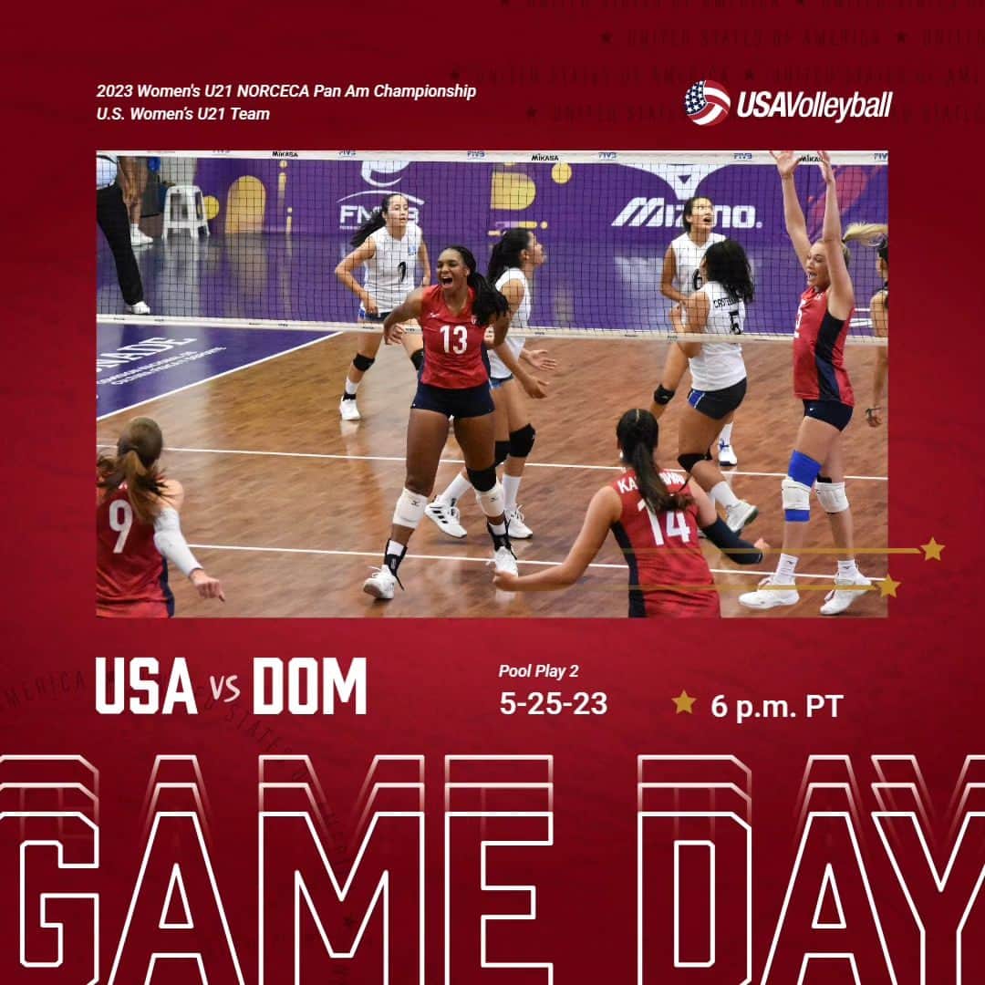 USA Volleyballのインスタグラム：「The U.S. Women’s U21 Team takes on the Dominican Republic today at 6p PT at the NORCECA U21 Pan Am Cup! 🇺🇸💪  More info and livestream at 🔗 in our bio」