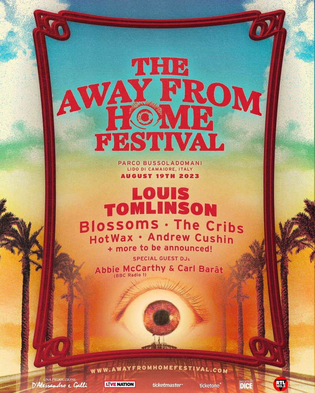 ルイ・トムリンソンのインスタグラム：「AWAY FROM HOME 2023 ITALY. It’s becoming one of my favourite days of the year! Buzzing about the line up, thank you to everyone playing! It’s going to be a special one!  Tickets on sale 10am CEST Monday 29th May. Link in bio.」