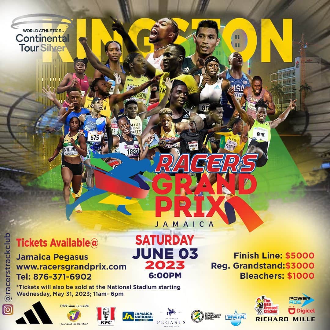 ウサイン・ボルトさんのインスタグラム写真 - (ウサイン・ボルトInstagram)「Racers Grand Prix is Back!!!  June 3, 2023 🗓️ National Stadium,  Kingston 📍 Get ready🏃🏿‍♂️🏃🏾‍♀️  Get your tickets now 🙌🏿」5月26日 2時13分 - usainbolt