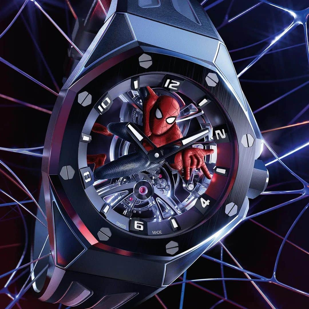 Daily Watchさんのインスタグラム写真 - (Daily WatchInstagram)「@audemarspiguet just unveiled a new version in their collaboration with Marvel. The Spider Man Royal Oak Concept Tourbillon featuring a red Spider man in the dial comes in a limited run of 250, while the watch on the right, with the black Spider Man, is a unique piece and just sold at a charity sale in Dubai for a staggering $6.2 million. What do you think? #audemarspiguet #royaloakconcept #spiderman」5月26日 2時36分 - dailywatch