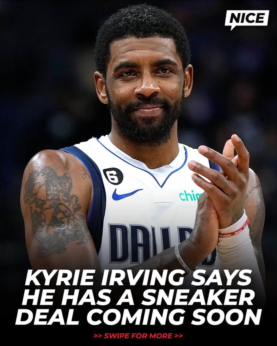 Nice Kicksさんのインスタグラム写真 - (Nice KicksInstagram)「@kyrieirving revealed on IG Live that he will be signing a new sneaker deal “very, very soon.” 👀 @nicekickshoops   We’ve seen Kyrie notoriously cover up the Swoosh on his signature Nikes since splitting with the brand in December 2022. He’s worn @ethicsthebrand in practice and recently adidas and Puma have been reported to show interest.   Where do you think Kyrie will sign? 🤔」5月26日 2時37分 - nicekicks