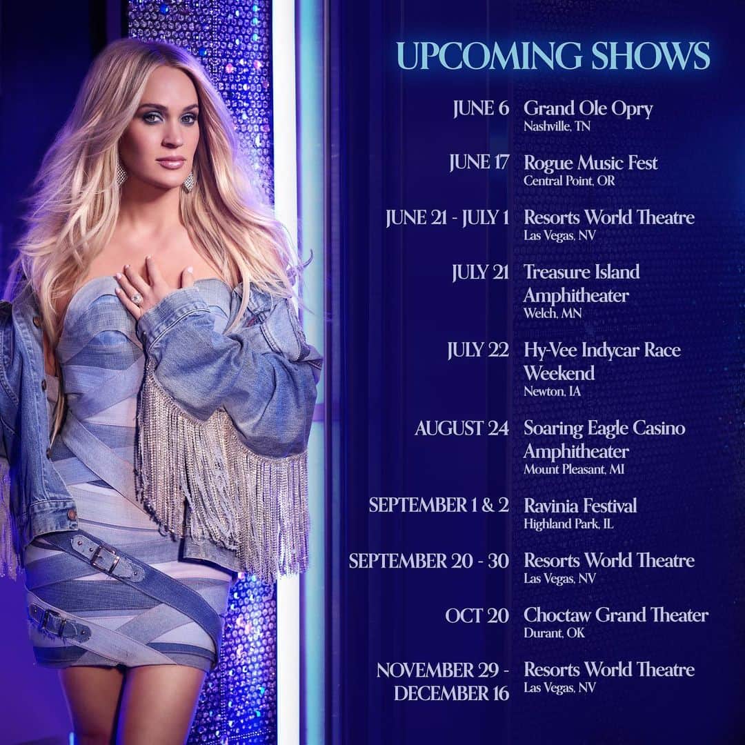 キャリー・アンダーウッドのインスタグラム：「Will we see you on the road this summer and fall? Here’s where you can catch us and keep an eye out for more shows to be added! carrieunderwoodofficial.com/tour」