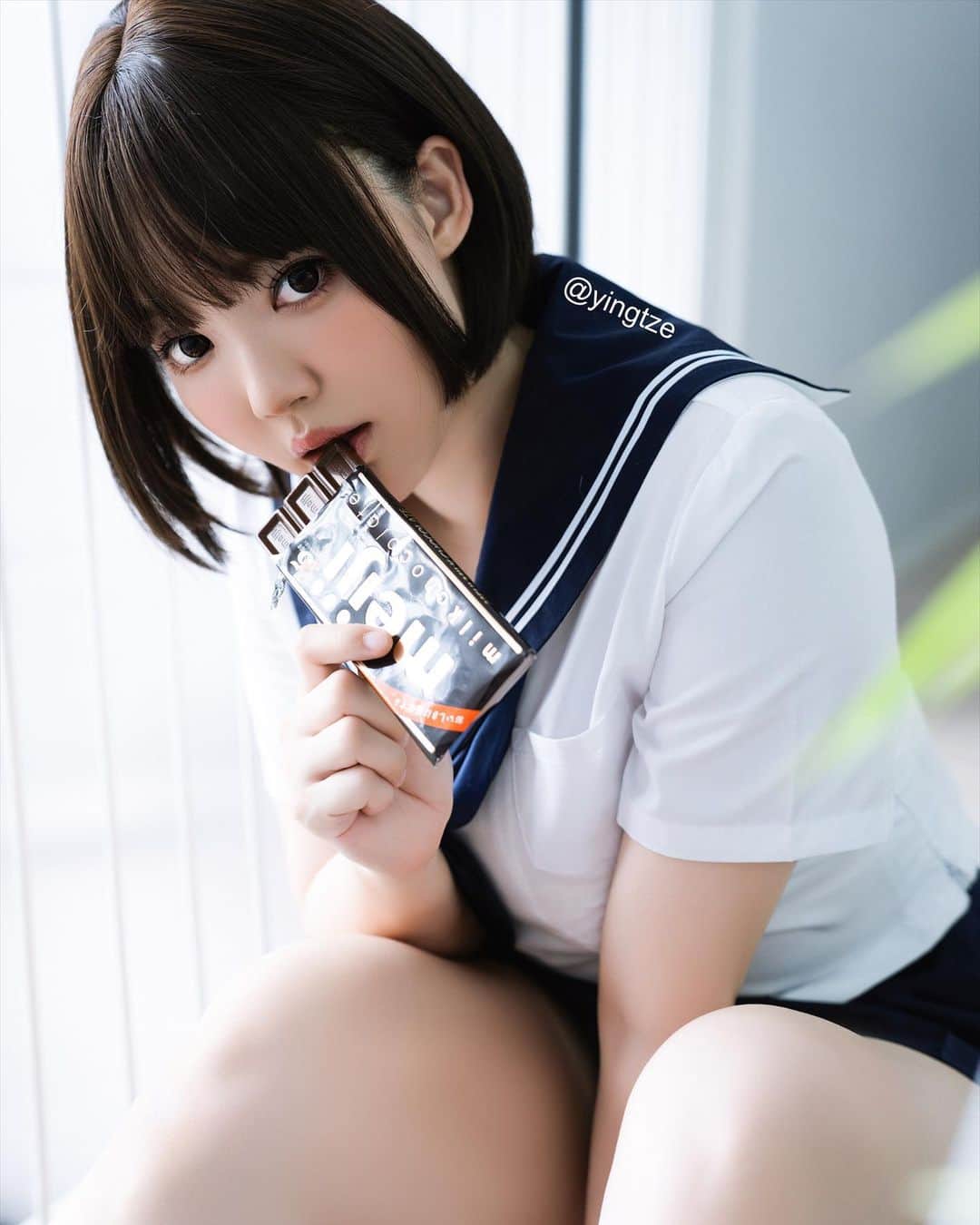 YingTzeさんのインスタグラム写真 - (YingTzeInstagram)「Blue Seifuku x Short Hair 💙  Fun fact : Actually I wanted to cut my real hair like this but 3 years ago a hairdresser cut wrong despite me showing her pictures left me traumatised 🤣  Blue Seifuku is Set A for this month’s photo set 🫶🏻💙 Last day for May Photo Sets is on the 31st May ! Link in bio ✨  📸 @prestonles.ig   #seifuku #sailoruniform #girlwithshorthair」5月26日 10時11分 - yingtze