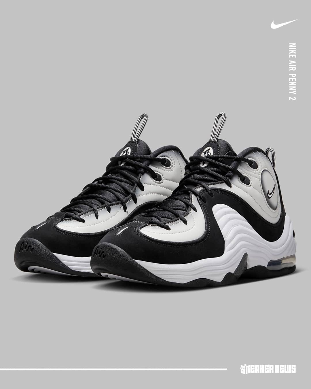 Sneaker Newsさんのインスタグラム写真 - (Sneaker NewsInstagram)「The Nike Air Penny 2 Retro colorways continue! This white/black hoops-inspired colorway is set to drop this Fall 2023 season. Tap the link in our bio to get a first look at official images.」5月26日 6時02分 - sneakernews