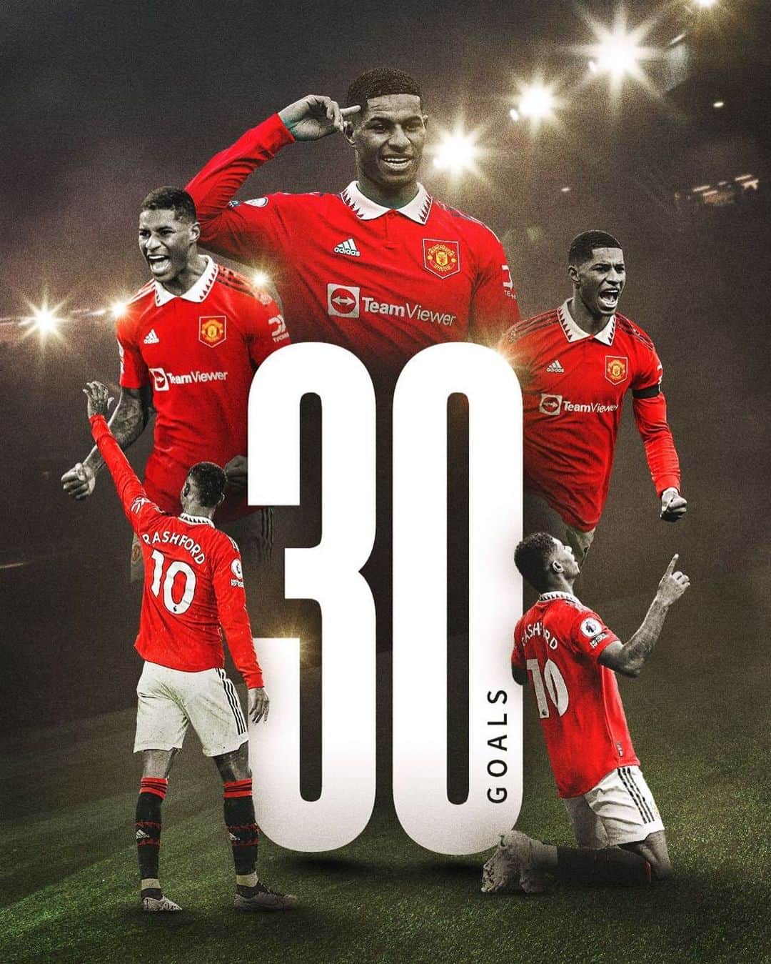 マーカス・ラッシュフォードのインスタグラム：「I want to thank the club and my teammates for helping make this personal achievement possible. After last season, when I struggled for form and fitness, I just wanted to get the feeling back of scoring goals and winning games and that's what has happened this year. Long may it continue! 🙏🏾 We have two games to go, and we will give everything to try and lift another trophy.」