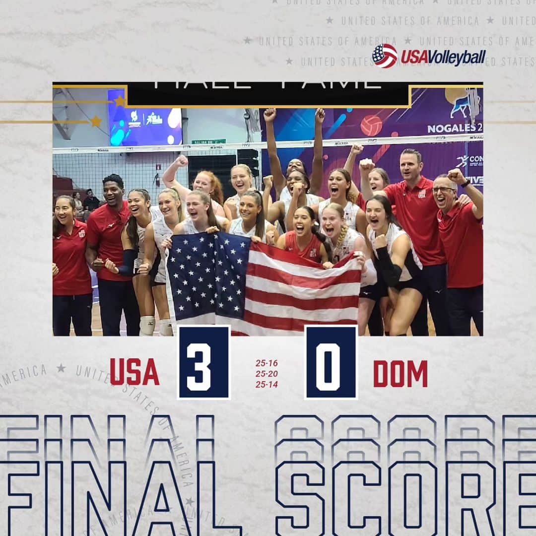 USA Volleyballのインスタグラム：「Get out the brooms! 🧹  The U.S. Women's U21 Team 🇺🇸 swept the Dominican Republic 🇩🇴 (25-16, 25-20, 25-14) to improve to 2-0 at the Pan American Cup.  Story and stats at 🔗 in our bio」