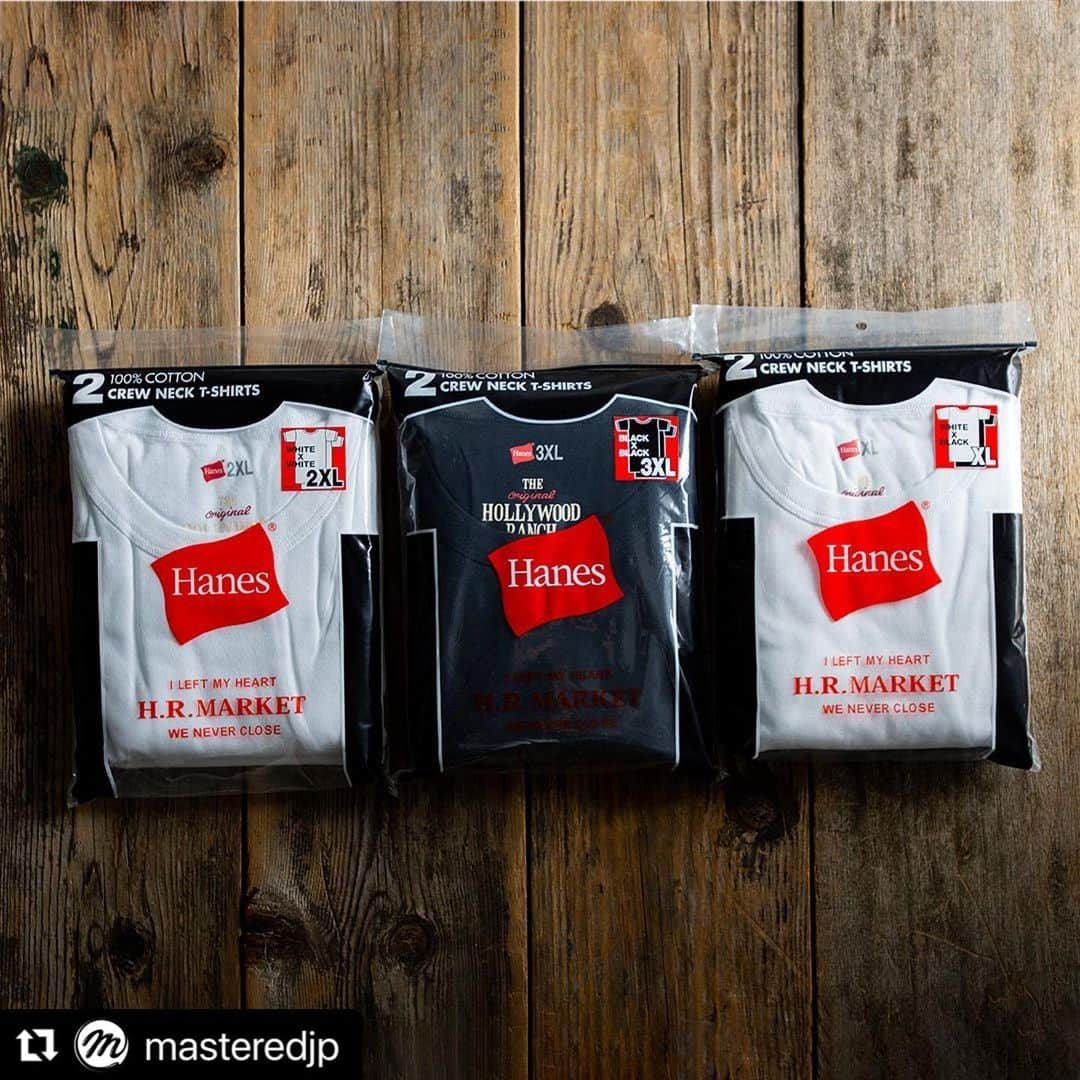 ハリウッドランチマーケットのインスタグラム：「#Repost @masteredjp with @use.repost ・・・ Hanes × HOLLYWOOD RANCH MARKETのパックTシャツがHOLLYWOOD RANCH MARKETの店頭と通信販売特設ページにて限定発売中。詳細はMasteredにて✔︎  @hollywood_ranch_market @hanes #hollywoodranchmarket #hanes #tshirts #tokyo #style #everythingmastered #ハリウッドランチマーケット #☀️」