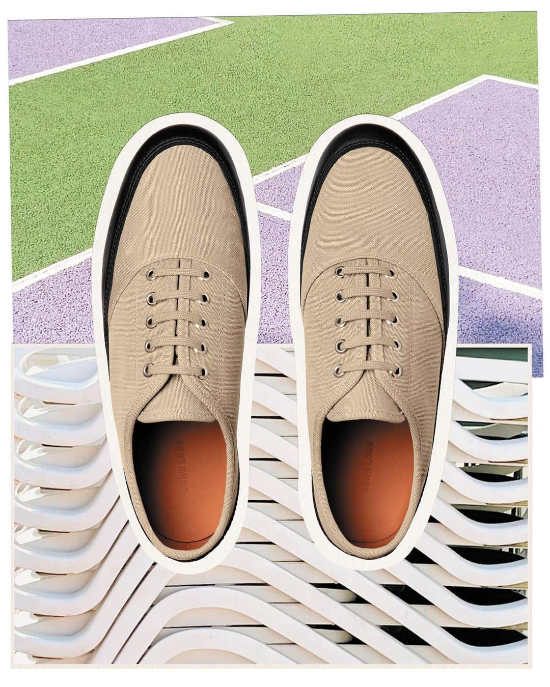 ジョンロブのインスタグラム：「A new chapter in weekend-wear, Norfolk is inspired by traditional tennis shoes, updated for the utmost flexibility. Featuring a full canvas upper and a leather outsole, expertly crafted in the UK with a Blake construction.  . #johnlobb @emmadegrams @olive_lunik」