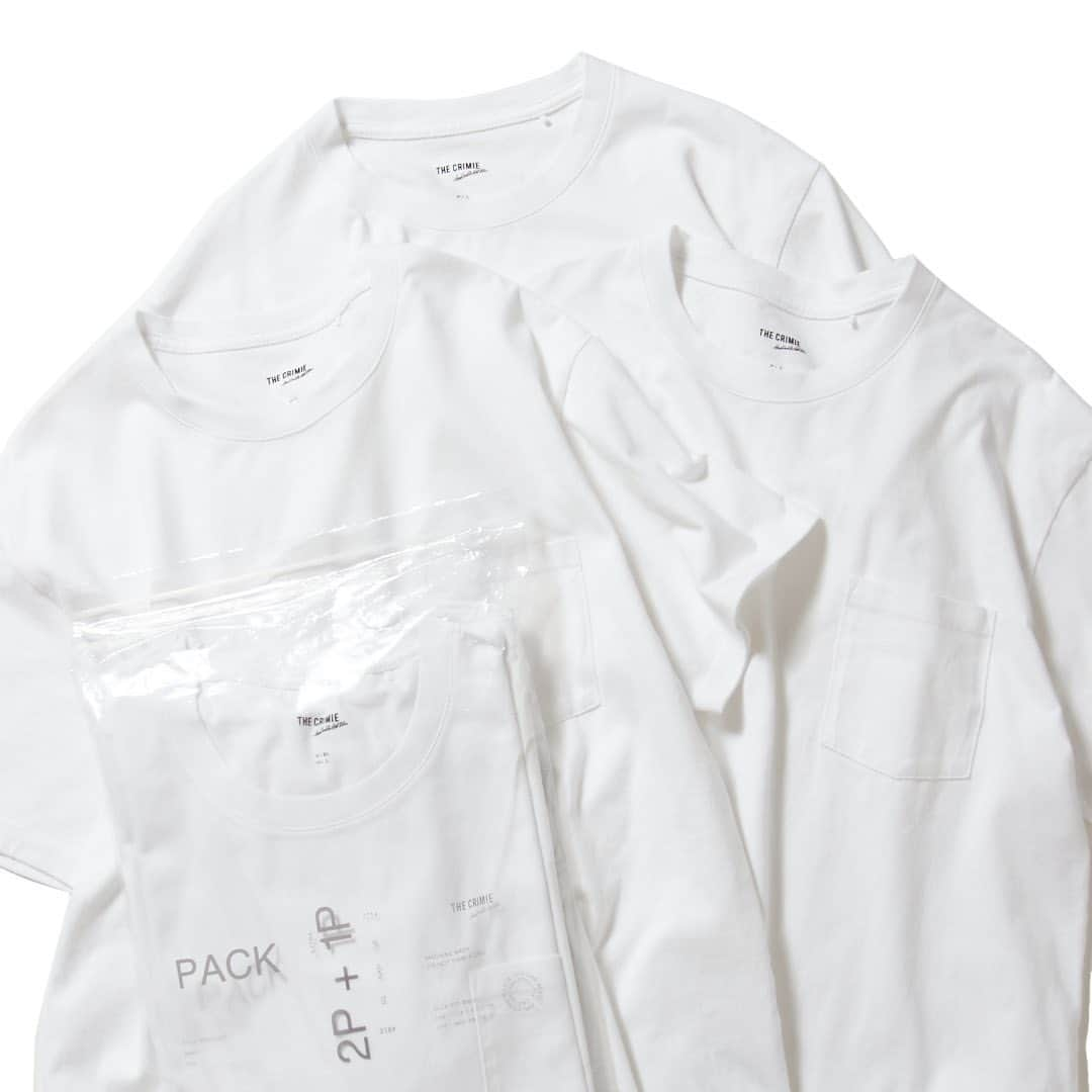 クライミーのインスタグラム：「CREW NECK POCKET T-SHIRT  2P + 1P SERVICE PACK  This luxurious 2P+1P service pack T-shirt uses the same body as the printed T-shirts we offer every season. The fabric is made of precious extra-long-staple cotton, which is spun with long fibers, and knitted with high-twist yarn that is durable and prevents the fabric from losing its shape. The fine fluff has been removed to update the fabric to an even higher quality feel. It is ideal for wearing alone without transparency. The silhouette design is stylish and graceful, unaffected by trends, while taking into account human movement for superior mobility and convenience. It is a gem of the brand's commitment to the pursuit of evolving American casual wear.  毎シーズン展開するプリントTシャツと同様のボディを使用した贅沢な2P+1PサービスパックTシャツ。 長い繊維で紡がれる貴重な超長綿を使用した生地は、耐久性と型崩れ防止に優れた強撚糸で編み上げました。 細かい毛羽立ちを除去したことでさらに上質な生地感にアップデート。透け感もなく1枚での着用に最適です。 シルエット設計は人の動きを考慮し優れた機動性と利便性を考慮しながらも、トレンドに左右されないスタイリッシュで気品のあるシルエットになっています。 進化するアメカジを追求するブランドならではの逸品です。 カラー展開：BLACK / WHITE サイズ展開：XS / S / M / L / XL / XXL  #justin #THECRIMIE #CRIMIE #クライミー #plaintshirt #3pieces #tshirt #packtshrt #パックT #Tシャツ #無地Tシャツ #サイズ交換無料 @gardentokyo_jp」