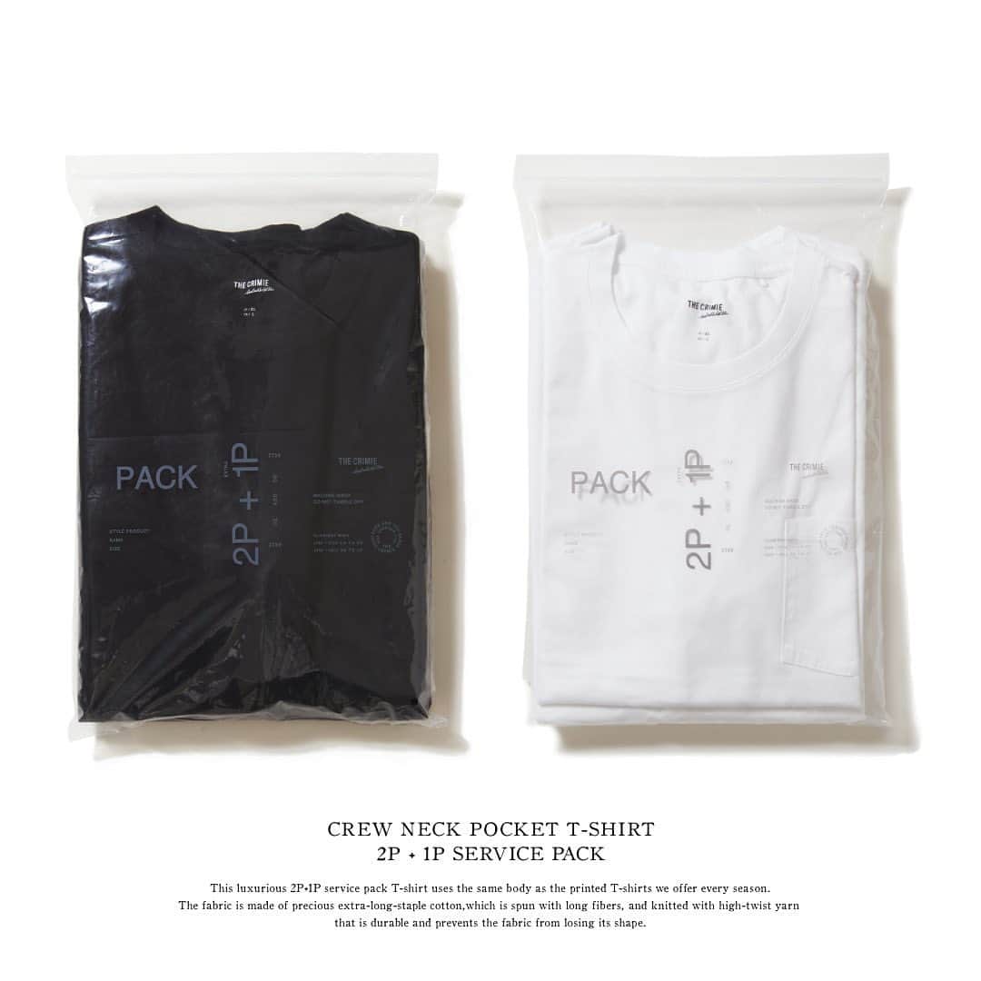 クライミーさんのインスタグラム写真 - (クライミーInstagram)「CREW NECK POCKET T-SHIRT  2P + 1P SERVICE PACK  This luxurious 2P+1P service pack T-shirt uses the same body as the printed T-shirts we offer every season. The fabric is made of precious extra-long-staple cotton, which is spun with long fibers, and knitted with high-twist yarn that is durable and prevents the fabric from losing its shape. The fine fluff has been removed to update the fabric to an even higher quality feel. It is ideal for wearing alone without transparency. The silhouette design is stylish and graceful, unaffected by trends, while taking into account human movement for superior mobility and convenience. It is a gem of the brand's commitment to the pursuit of evolving American casual wear.  毎シーズン展開するプリントTシャツと同様のボディを使用した贅沢な2P+1PサービスパックTシャツ。 長い繊維で紡がれる貴重な超長綿を使用した生地は、耐久性と型崩れ防止に優れた強撚糸で編み上げました。 細かい毛羽立ちを除去したことでさらに上質な生地感にアップデート。透け感もなく1枚での着用に最適です。 シルエット設計は人の動きを考慮し優れた機動性と利便性を考慮しながらも、トレンドに左右されないスタイリッシュで気品のあるシルエットになっています。 進化するアメカジを追求するブランドならではの逸品です。 カラー展開：BLACK / WHITE サイズ展開：XS / S / M / L / XL / XXL  #justin #THECRIMIE #CRIMIE #クライミー #plaintshirt #3pieces #tshirt #packtshrt #パックT #Tシャツ #無地Tシャツ #サイズ交換無料 @gardentokyo_jp」5月26日 16時59分 - crimie_official