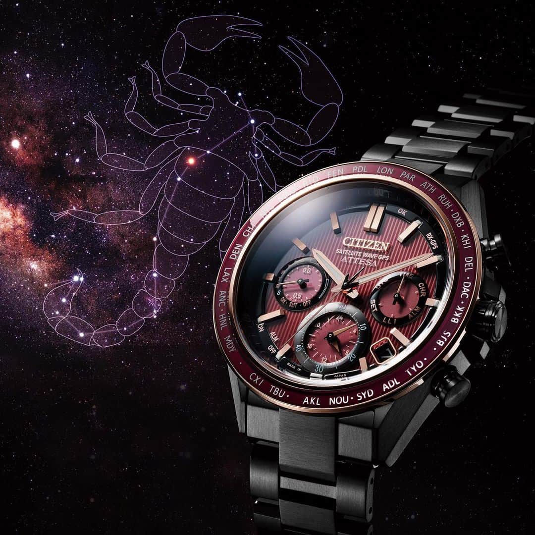 CITIZEN（シチズン時計）さんのインスタグラム写真 - (CITIZEN（シチズン時計）Instagram)「『アテッサ』「ACT Line」のフラッグシップモデルをベースにした数量限定新作モデルが登場！    夏の夜空に赤く輝くさそり座の一等星 アンタレスをイメージした“Power of Antares”。  漆黒の宇宙の中で赤く燃える、赤色超巨星のアンタレスを思わせるダークレッドを、ベゼルと文字板に採用しました。  太陽をもはるかに凌ぐ、その深紅の輝きがあなたの未来を照らします。  裏ぶたには、限定仕様としてさそりのシルエットも。  ピンクゴールドのパーツをアクセントとして効かせ、高級感とエレガントさを併せ持つ一本です。    2023年6月15日発売予定 【CC4056-62W ￥286,000 (税抜価格￥260,000)】  世界限定1,200本   #シチズン #マイシチズン #citizen #citizenwatch #betterstartsnow #腕時計 #時計 #時計好き #腕時計好き #腕時計好きな人と繋がりたい #時計好きな人と繋がりたい #腕時計くら部 #watch #watches #wristwatch #watchfan #watchlover #メンズファッション #アテッサ #attesa #ACTLine #アクトライン #スーパーチタニウム #titanium #デュラテクト #サファイアベゼル #新作#限定#antares #PowerofAntares」5月26日 17時43分 - citizenwatchjp