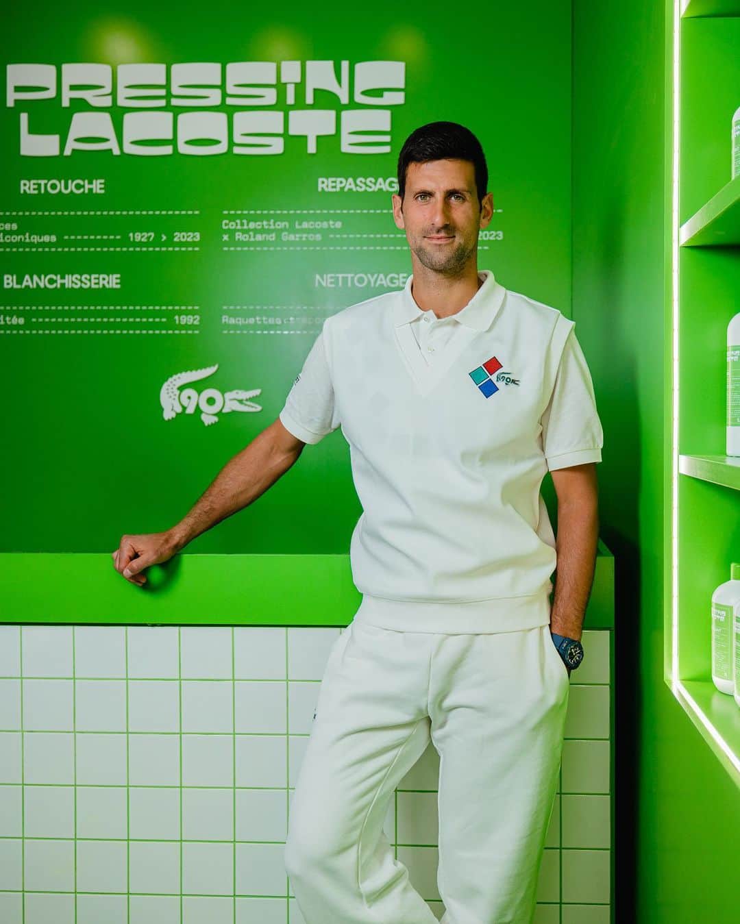 Lacosteのインスタグラム：「D-2 until Roland-Garros. Let's celebrate 90 years of style at RG in an exclusive pop-up 📍in Paris. Re-discover the strong tennis heritage of Lacoste at "Pressing Lacoste" - 51, rue de Turenne - Paris. 🎾🐊 Open until Sunday 28th, 11am - 7pm, free entrance.」