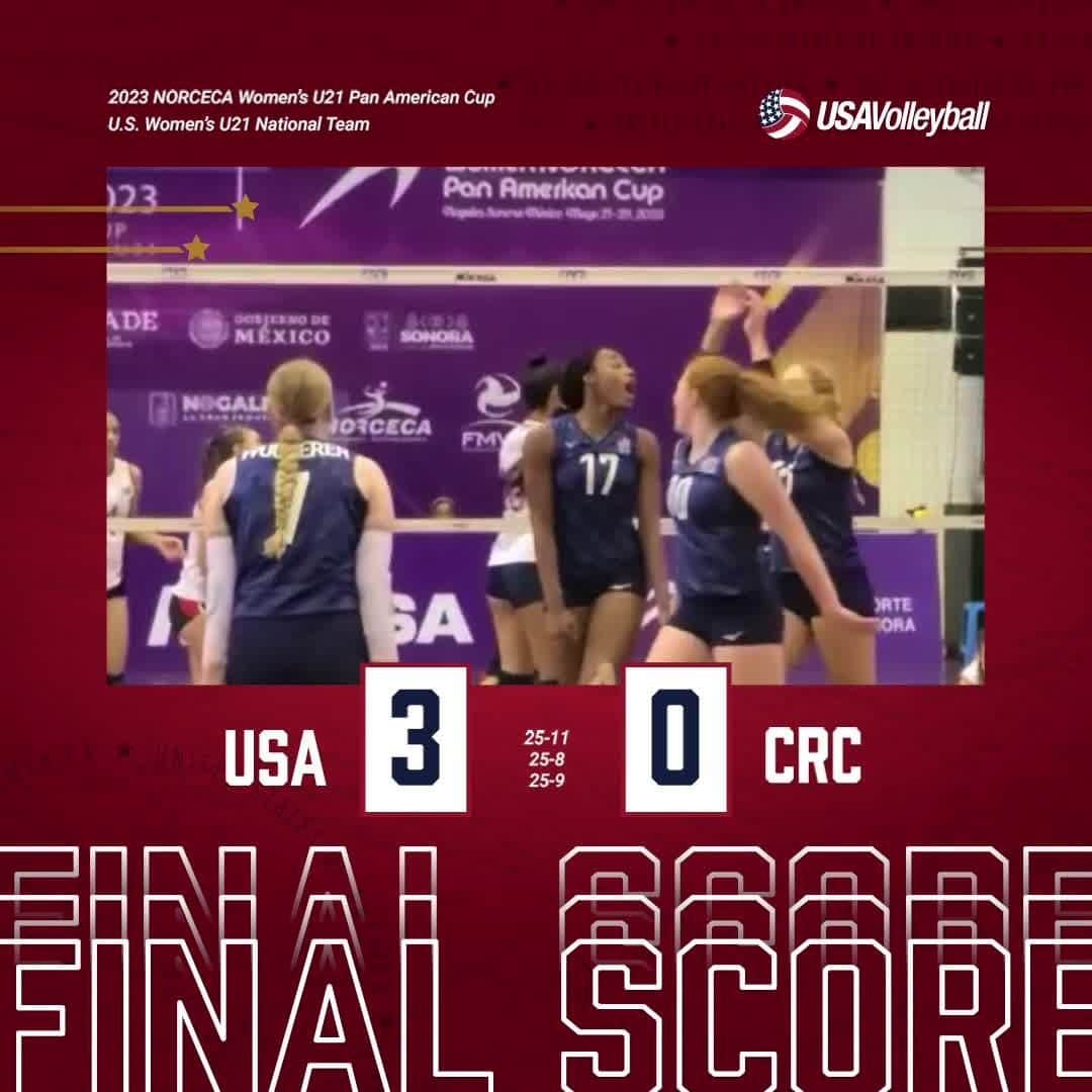 USA Volleyballのインスタグラム：「That's a wrap for pool play at the Women's U21 Pan American Cup. The U.S. defeated Costa Rica in 3️⃣ to advance straight to Saturday night's semifinal. Story and stats to come!」