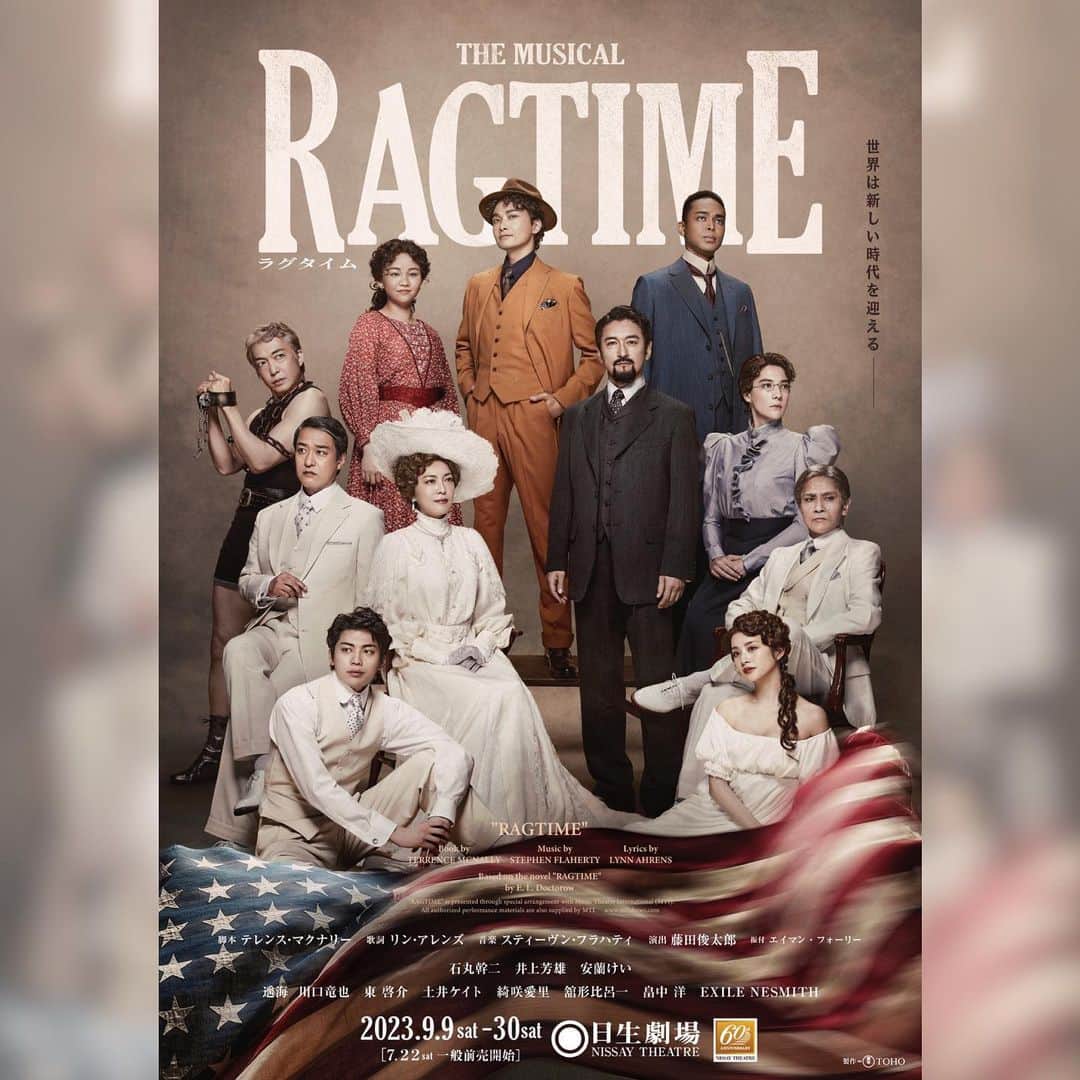 NESMITHのインスタグラム：「本日９月に出演させていただく ミュージカル『ラグタイム』 の全体ビジュアルが解禁されました✨✨ いかがですか！？ 本当に嬉しくていよいよ始まるなとワクワクしてきました‼️‼️ みなさんもぜひ楽しみにしていただけたら嬉しいです✨‼️ いや〜本当にすごい皆様の中に俺がいる、、、😭✨ #ミュージカル #ラグタイム #日生劇場」