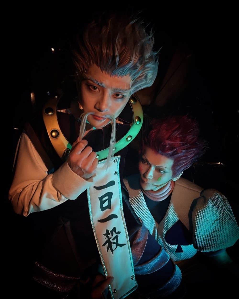 丘山晴己のインスタグラム：「With Zeno #hunterxhunter #hunterhunter #hunterstage #hisoka #leorio #animemakeup #musical #cosplay #play #japaneseanime #trendstage #2023」